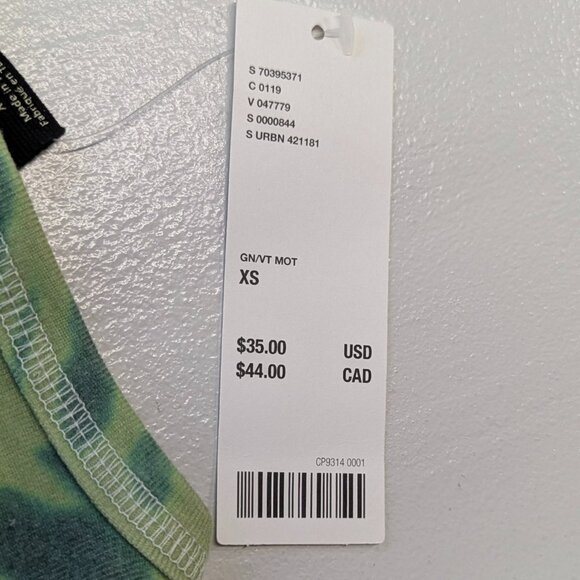 Urban Outfitters Size *XS Green Tie Dyed Alien Cropped Tank Top - Picture 3 of 9